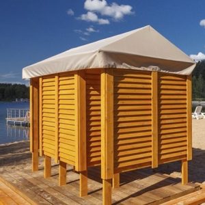 ПЛЯЖНАЯ КАБИНКА ДВОЙНАЯ НА НАСТИЛЕ ЗОЛОТАЯ ДЮНА